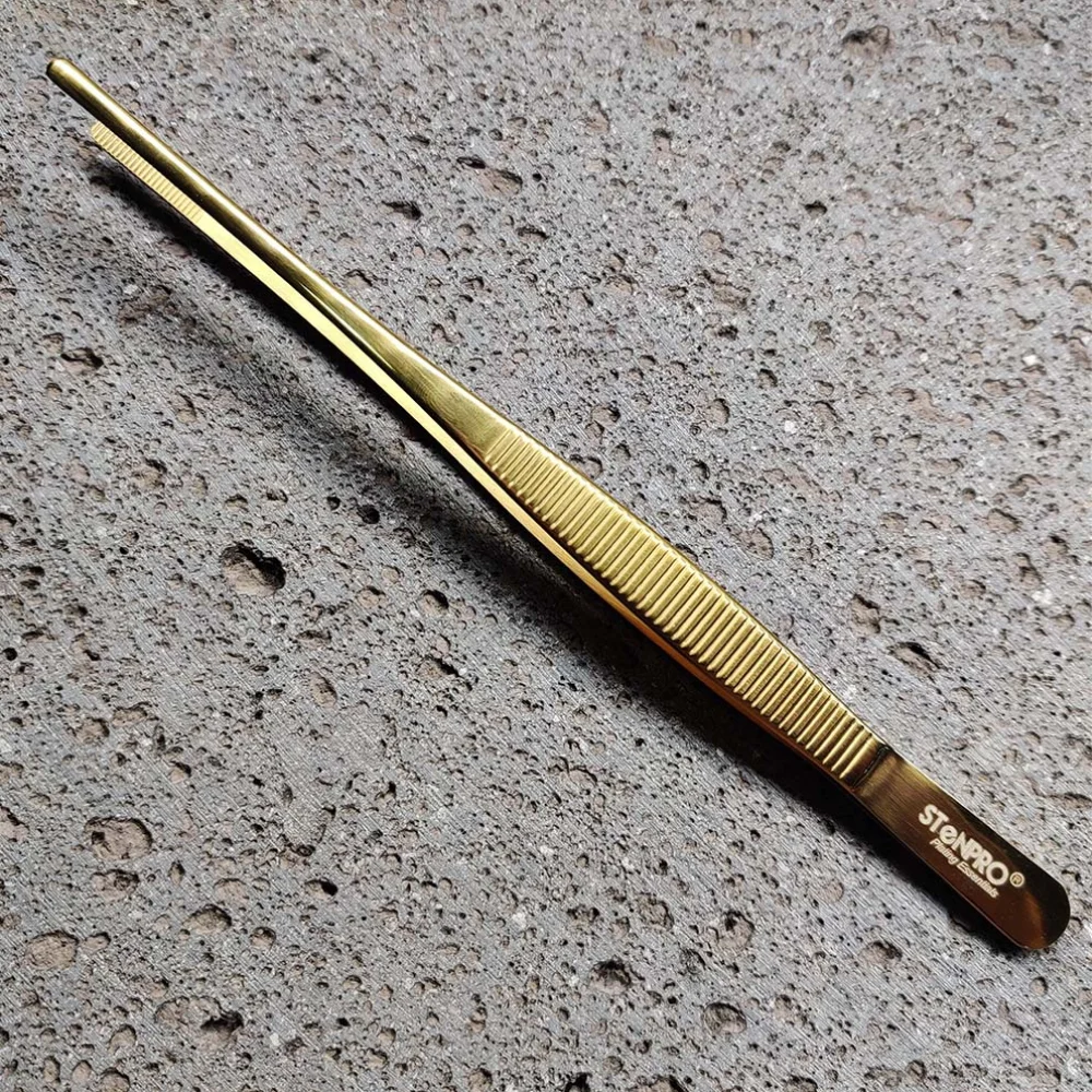 Stenpro Plating Tong SS 20cm Straight Gold