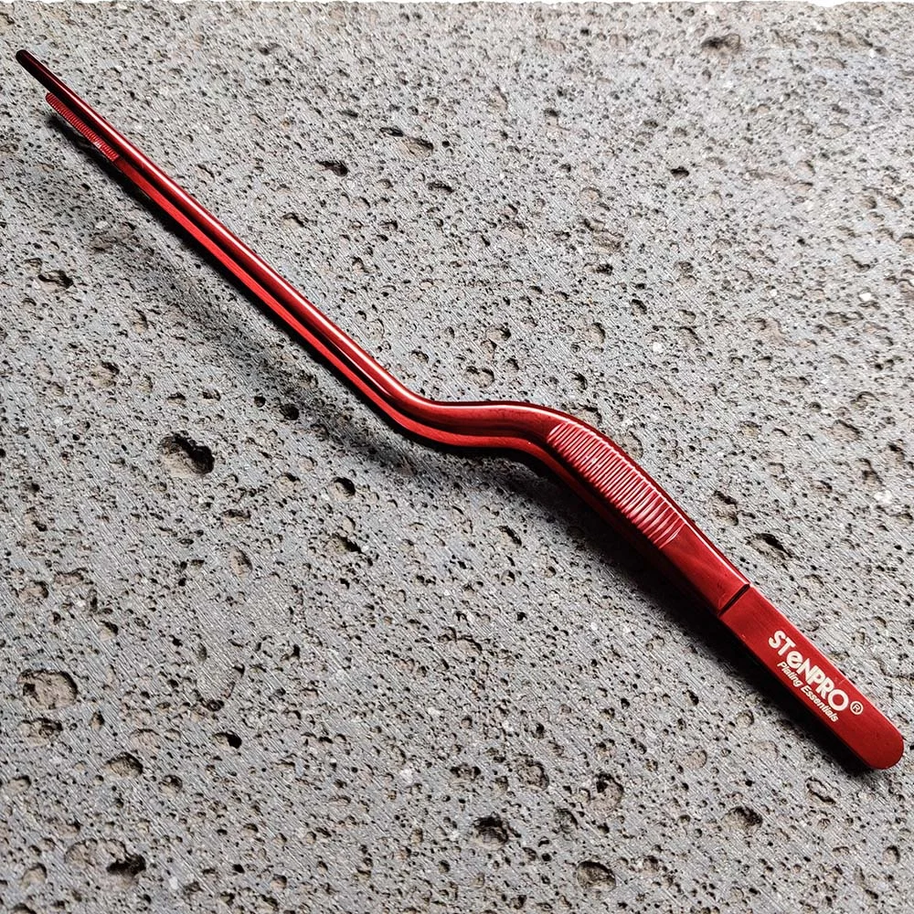 Stenpro Plating Tong SS 20cm Offset Red