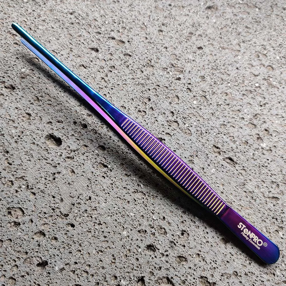 Stenpro Plating Tong SS 20cm Straight Rainbow