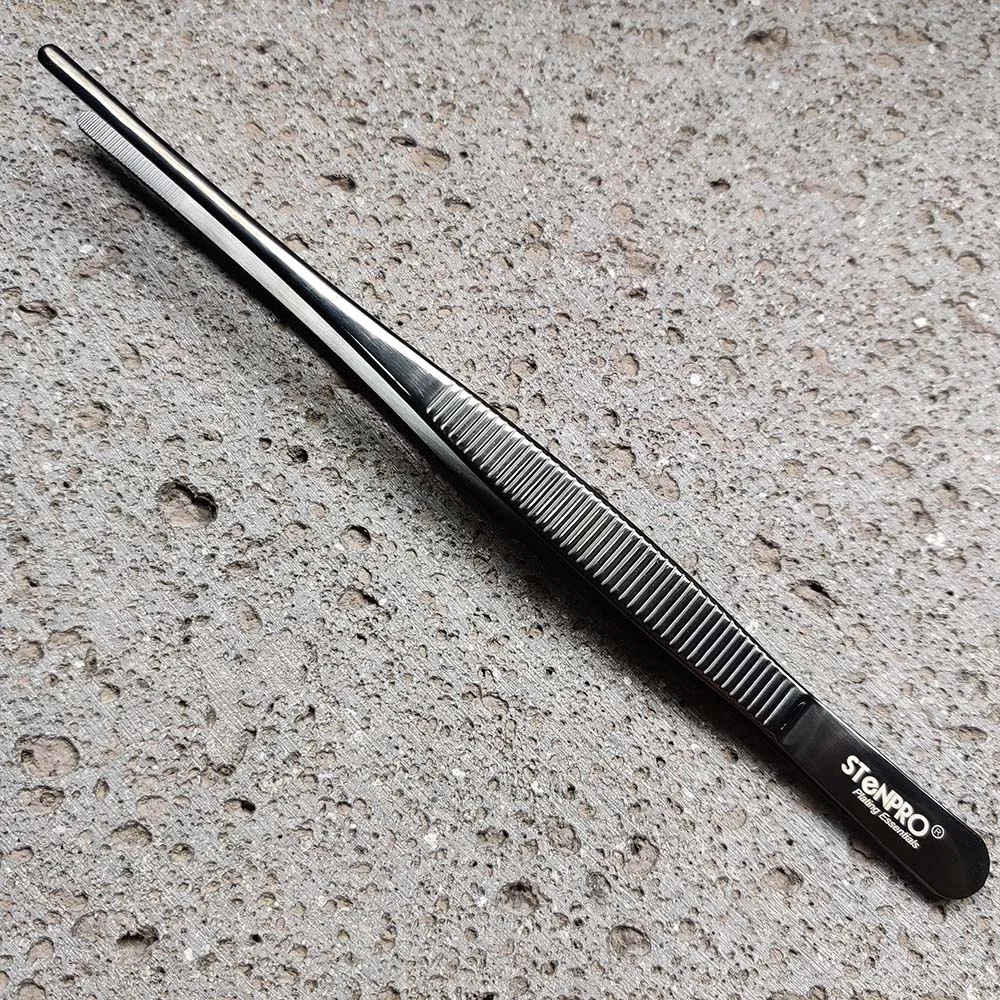 Stenpro Plating Tong SS 20cm Straight Black