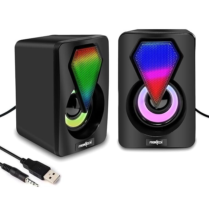FRONTECH 2.0 USB Powered Multimedia Speakers with RGB Lights (SPK-0005, Black)